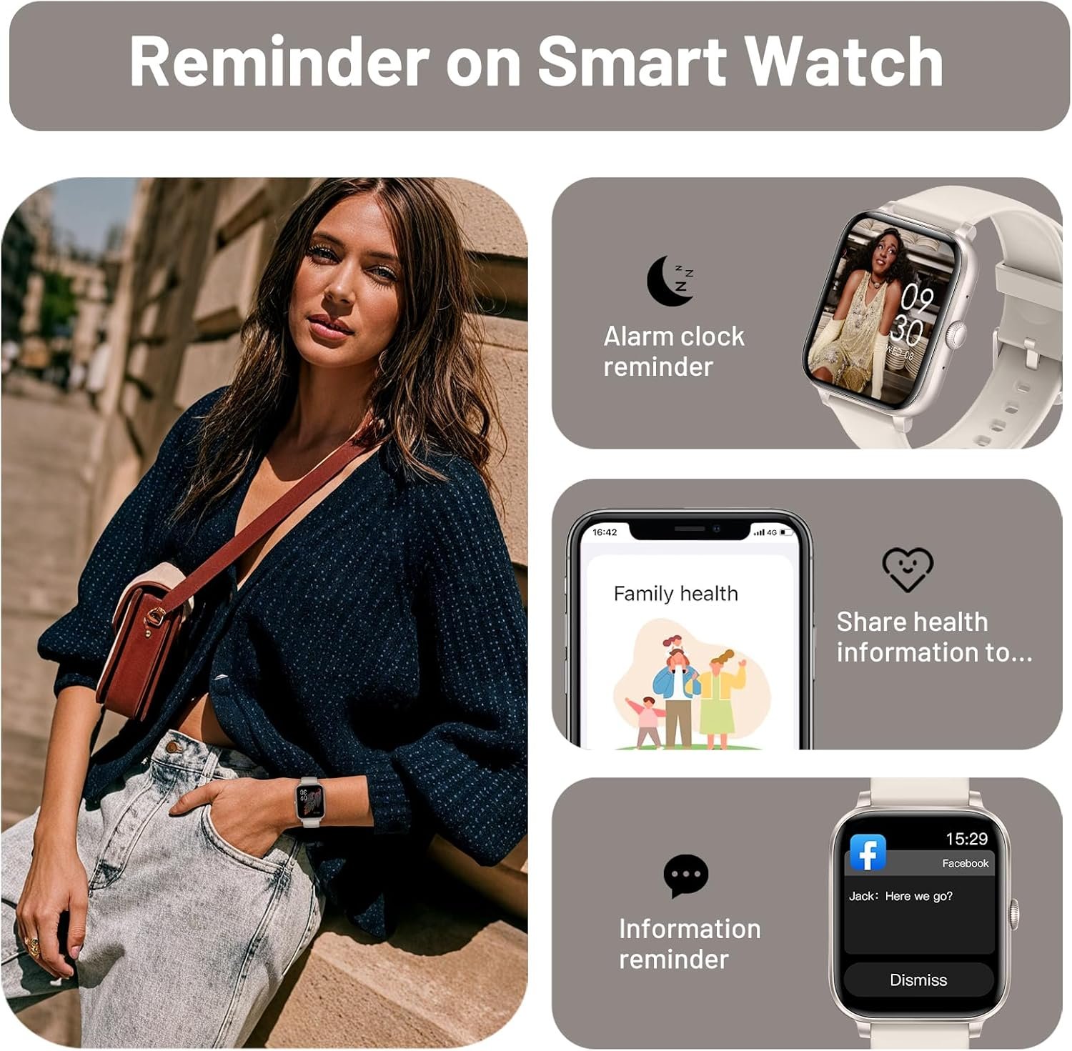 Smart Watch for Men Women Answer/Make Calls, 1.83" HD Touch Screen Fitness Watch with Heart Rate/Sleep Monitor, Step Counter, 123+ Sports Activity Trackers, IP67 Waterproof Smartwatch for Android iOS - Image 6