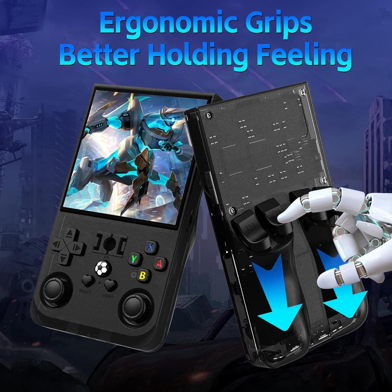 R36MAX Retro Games Console, 128GB Handheld Games Consoles with 22000+ Classic Games, 4 Inch IPS 720×720 Screen All in One Portable Gaming Console, Linux System 4000mAh Battery for Adults, Black - Image 6