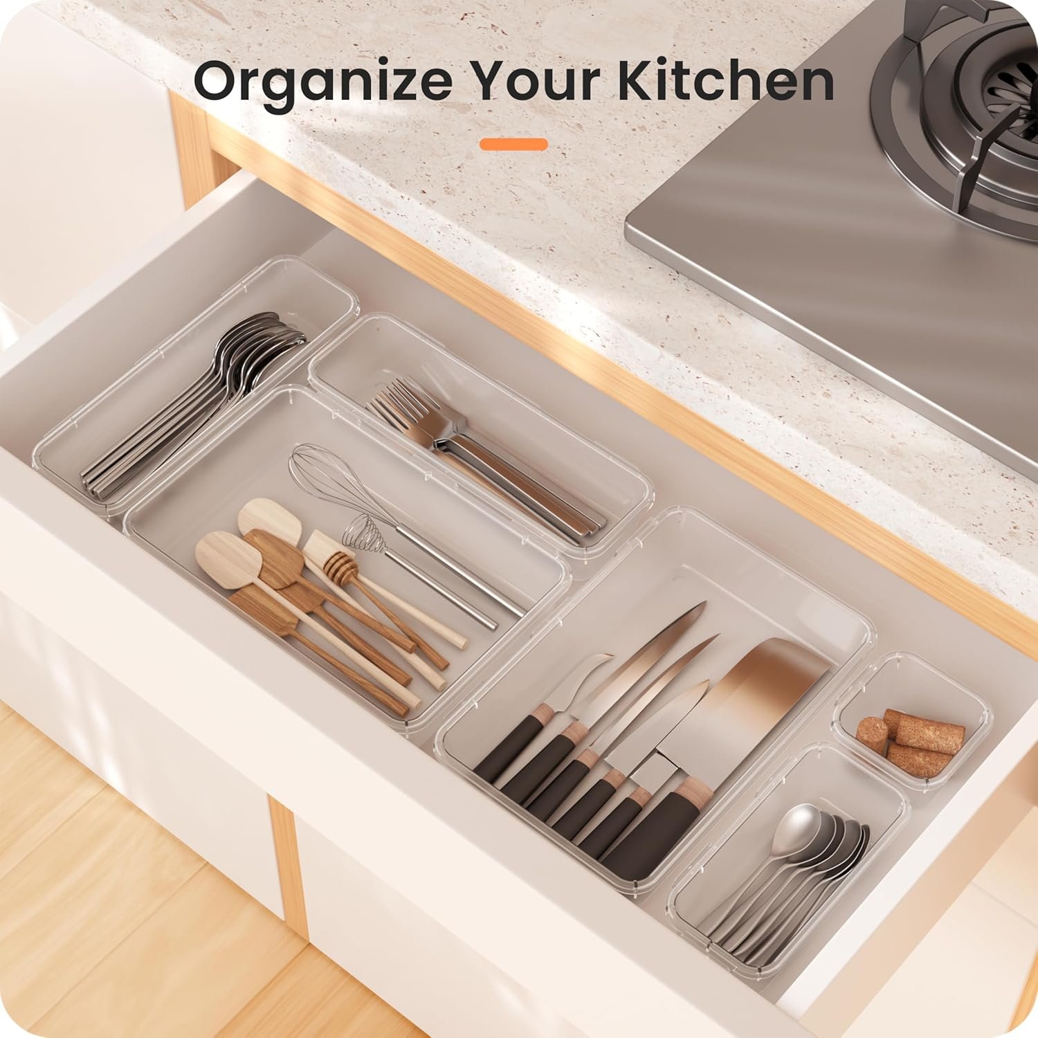 A-LuGei 【Military Grade】 Drawer Organisers, 【4𝗦𝗶𝘇𝗲】 Clear Makeup organiser, 【Holds 88 Items】 Bathroom Organisers and Storage, Plastic Organiser Divider, Cosmetic Tool Trays for Office Vanity - Image 7