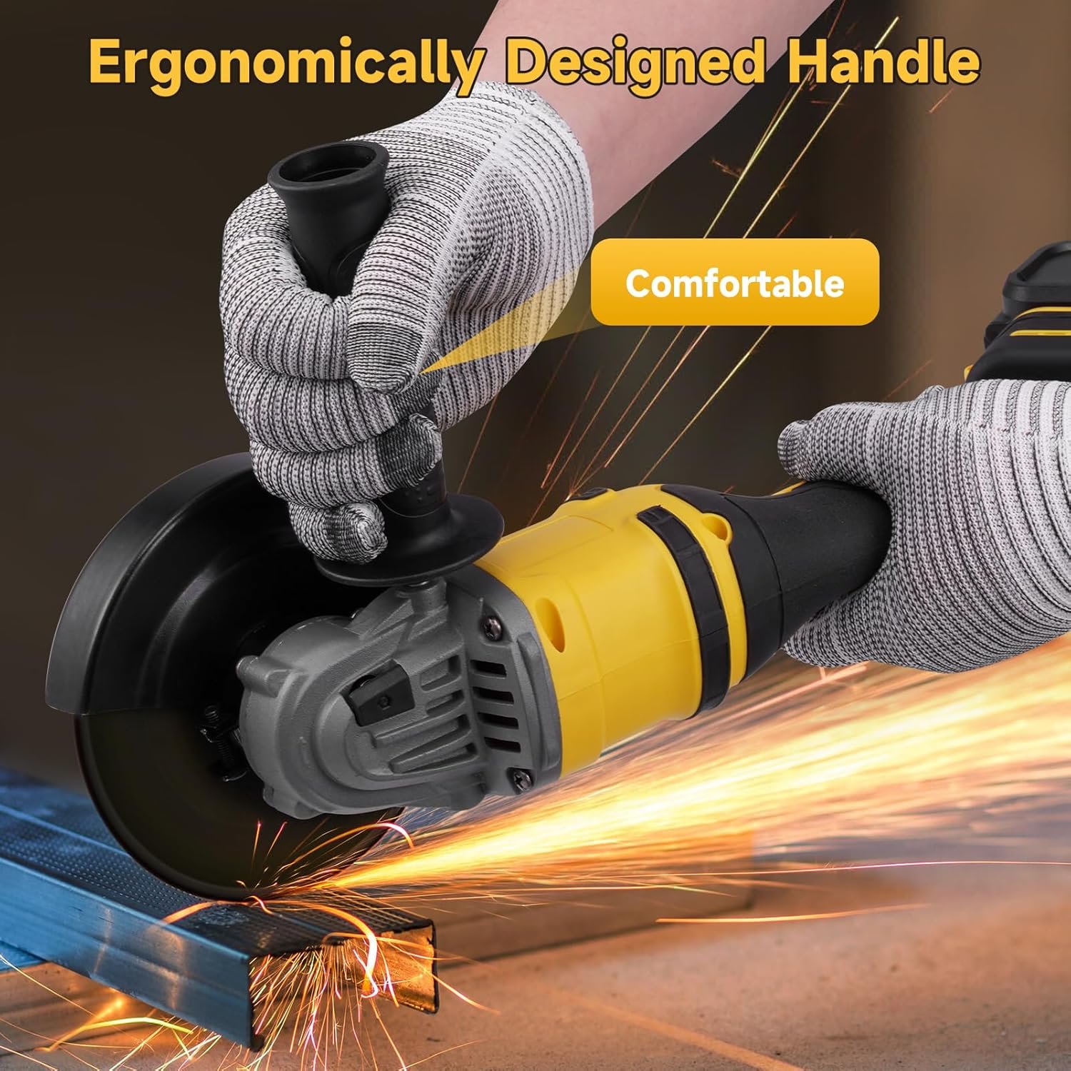 papasbox 21V Cordless Angle Grinder, 1500W 125mm Brushless Metal Grinder, 30000RPM Electric Angle Grinder Tool with 2x5.0Ah Battery, 4-1/2 Inch for Grinding, Cutting, Brushing, Polishing and Sanding - Image 6
