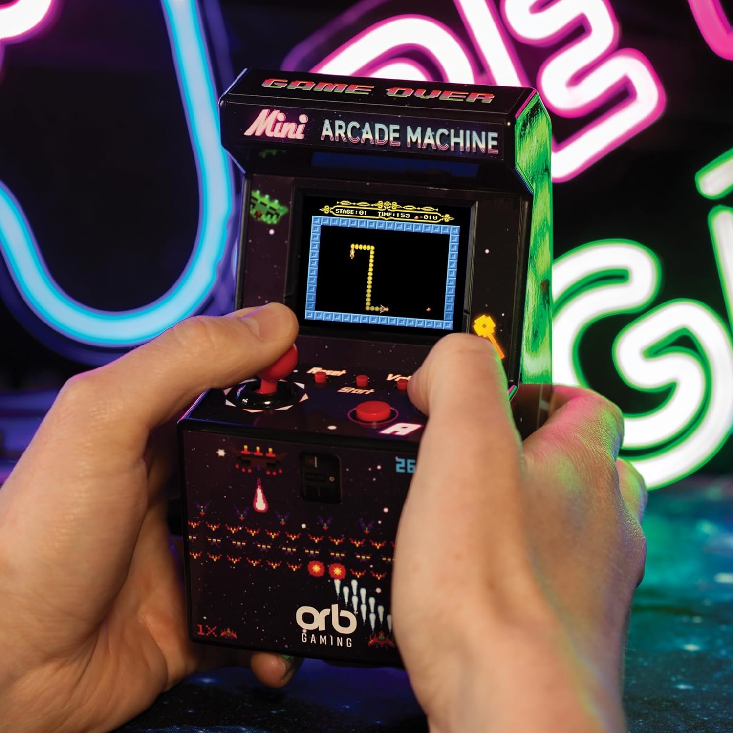 Mini Arcade Machine, 240 Built-In 8-Bit Games, 2.5” Full Colour Screen, 8-Way Joystick, Handheld Retro Games Console – Orb Gaming by ThumbsUp! - Image 6