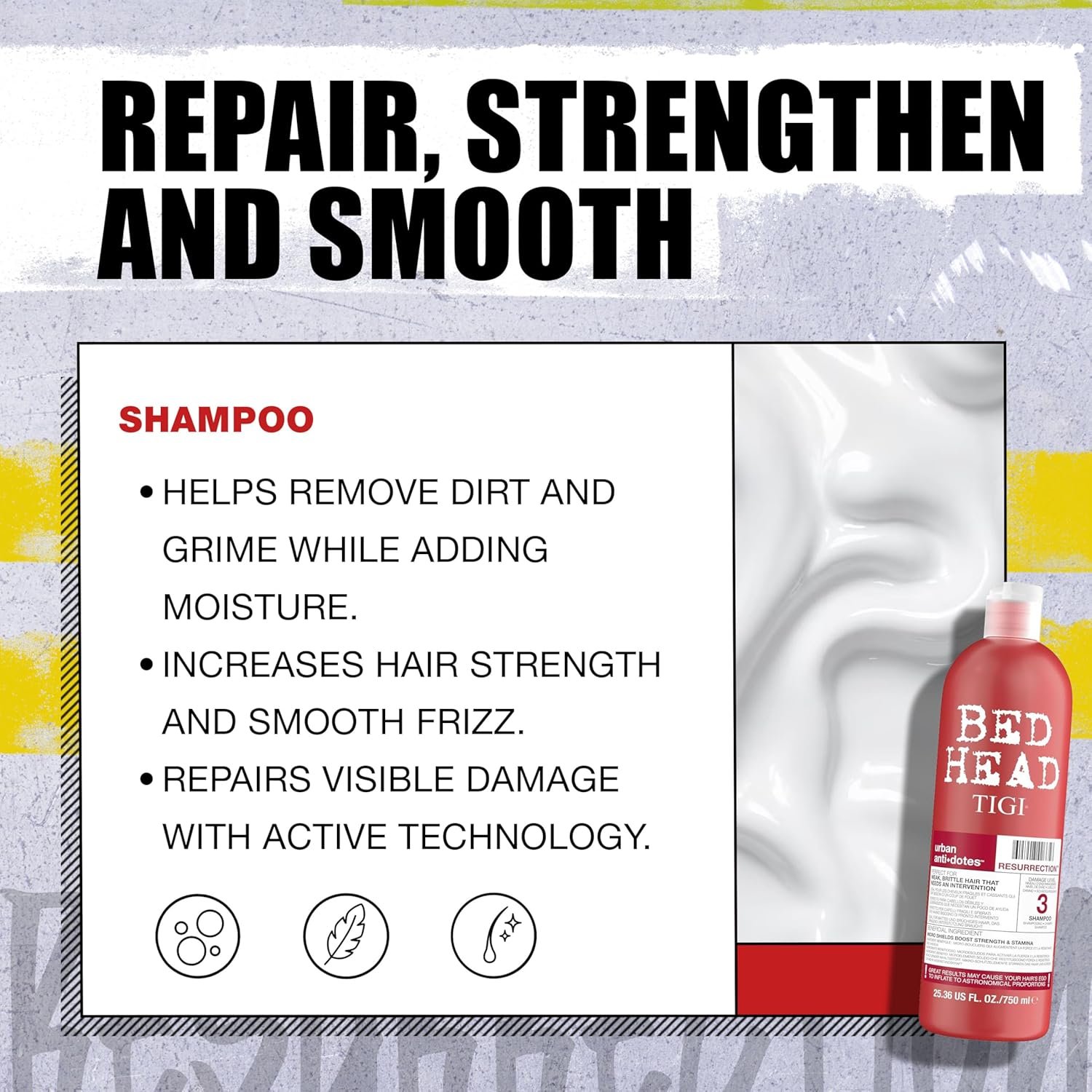 Bed Head by TIGI Resurrection Shampoo & Conditioner Set - Deep Moisture Repair for Dry, Damaged Hair, Moisturising Salon Formula for Bond Care Treatment, with Colour Protect for Strength & Shine - Image 4