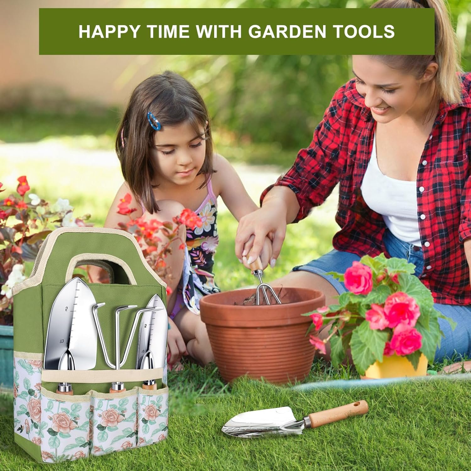 Kynup Heavy Duty Garden Tools, 9-Piece Gardening Tools Set, Stainless Steel Gardening Set, Rust-Proof Garden Gifts Set with Storage Tote Bag, Ergonomic Anti-Slip Handle, Gardening Tools for Women - Image 6