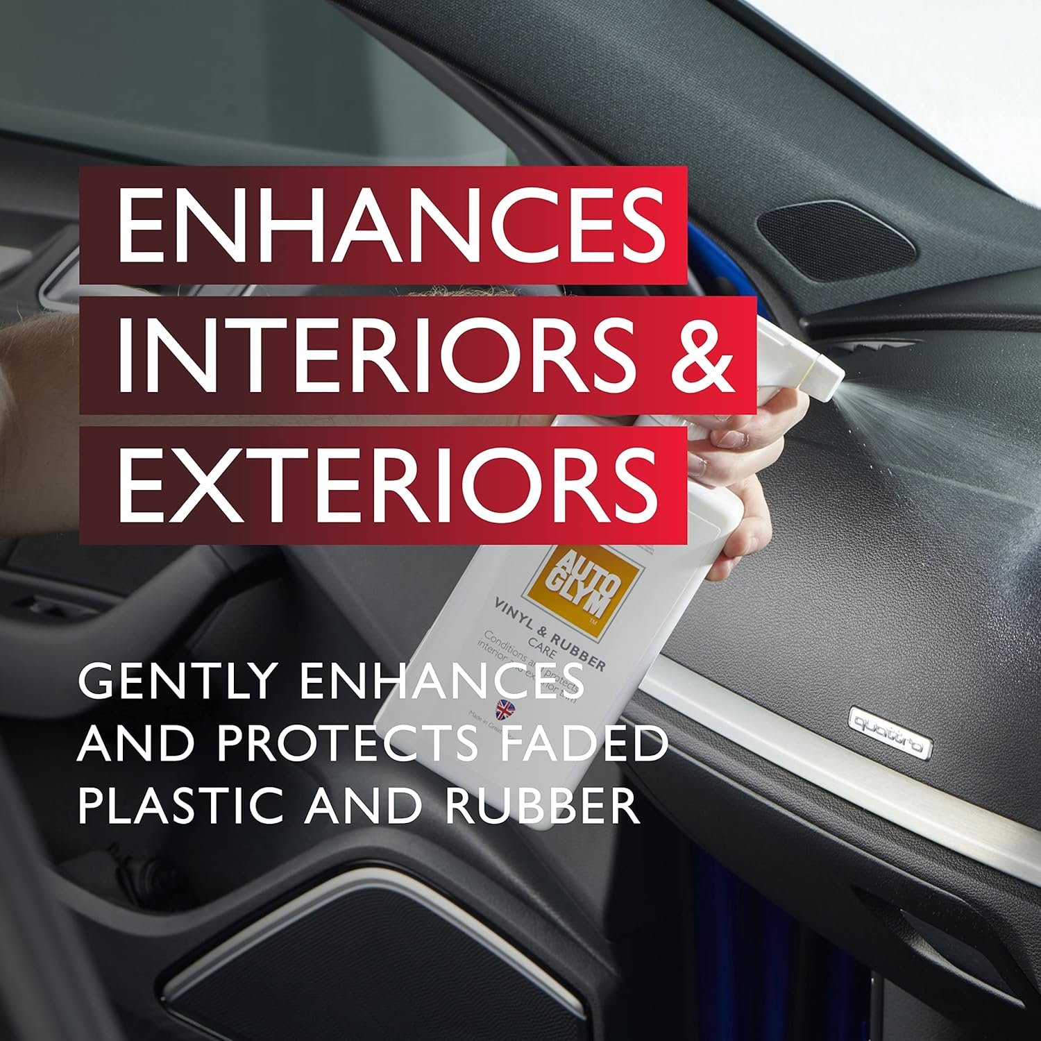 Autoglym Vinyl And Rubber Care, Fresh Lemon Scented Interior Car Cleaner Spray Designed To Protect Your Dashboard And Other Interior Plastics, White, 500 ml - Image 2