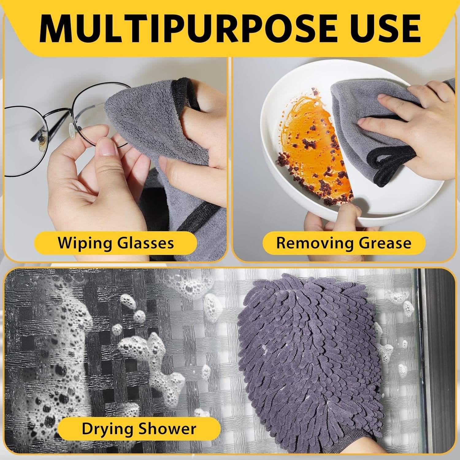 5 Pcs Car Washing Kit with 3x Microfibre Cleaning Cloth and 2er Microfibre Wash Mitt, Dual-Sided Ultra Soft Drying Towels and Gloves for Car Care, Polishing, 600GSM, 40x30cm - Image 7