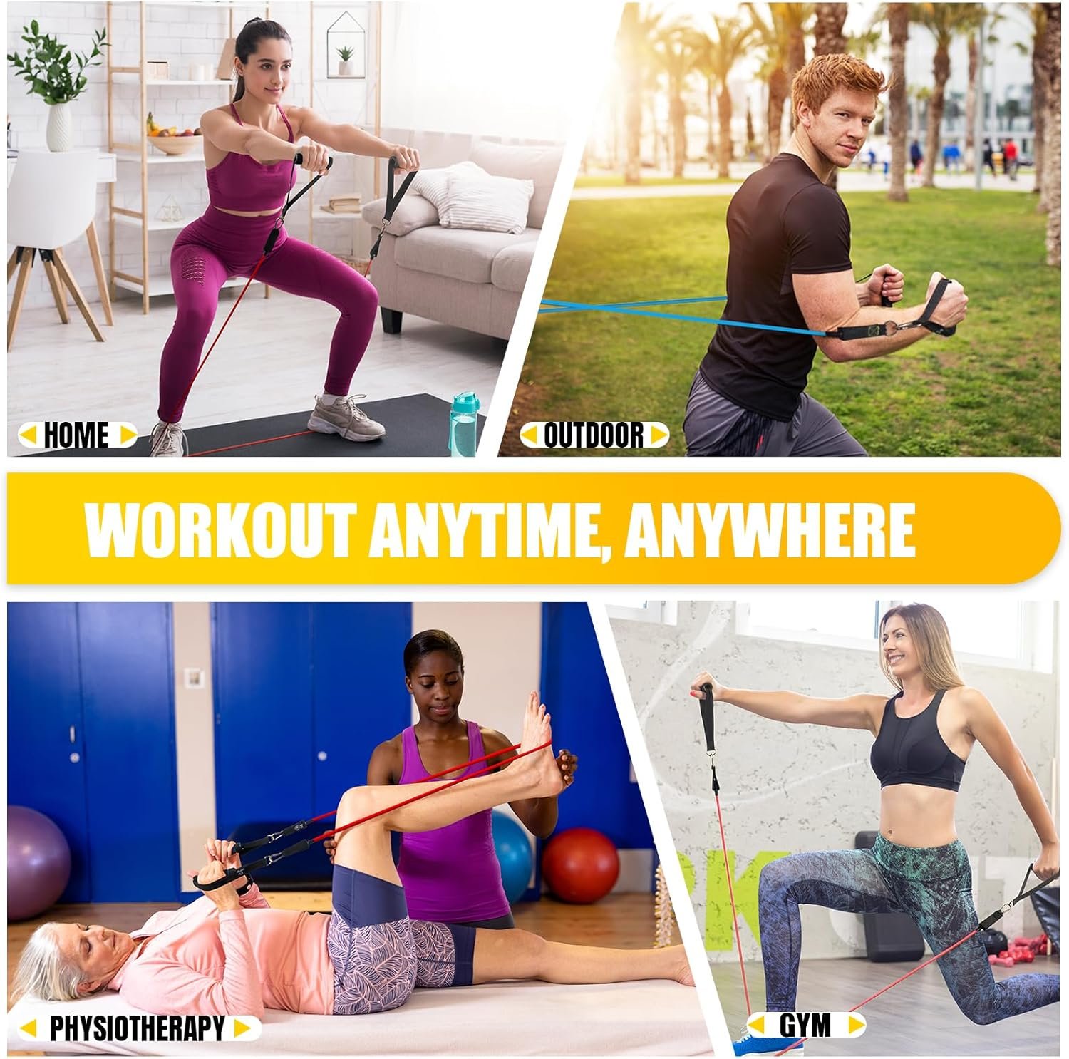 COFOF Resistance Bands Set with Handles, Exercise Bands Stackable up to 150lbs, Gym Bands with Workout Poster & Door Anchor & Ankle Straps for Fitness, Strength, Yoga, Home Gym Equipment for Men Women - Image 7