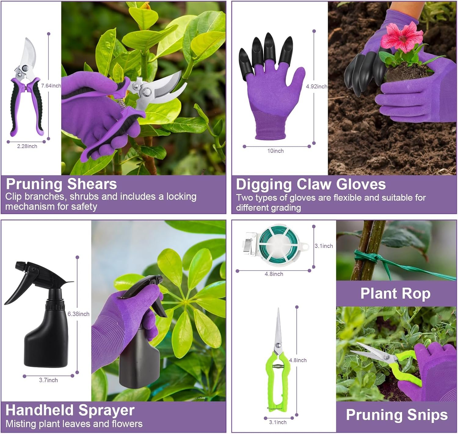 COVACURE 11 PCS Garden Tools, Gardening Gifts for Women & Men Heavy Duty Garden Tool Sets Garden Tools Bag for Women & Men Easy Storage - Image 5