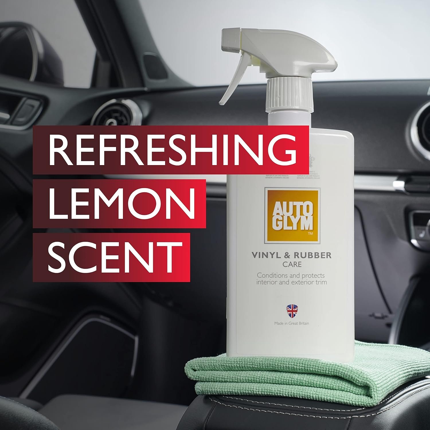 Autoglym Vinyl And Rubber Care, Fresh Lemon Scented Interior Car Cleaner Spray Designed To Protect Your Dashboard And Other Interior Plastics, White, 500 ml - Image 4