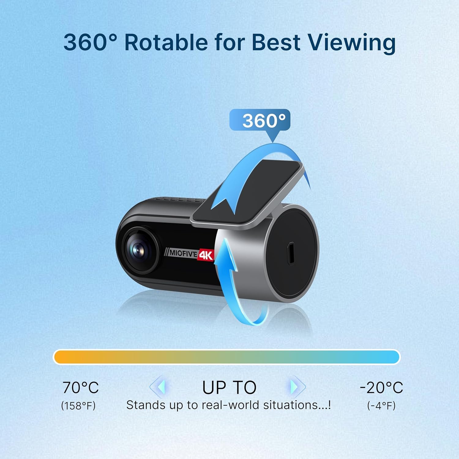 Miofive In-Car Rear Camera for Miofive S1/S1 Pro/S1 Ultra Series Dash Cam, 4K/2160P Backup Camera with Cable and 360° Rotation - Image 2