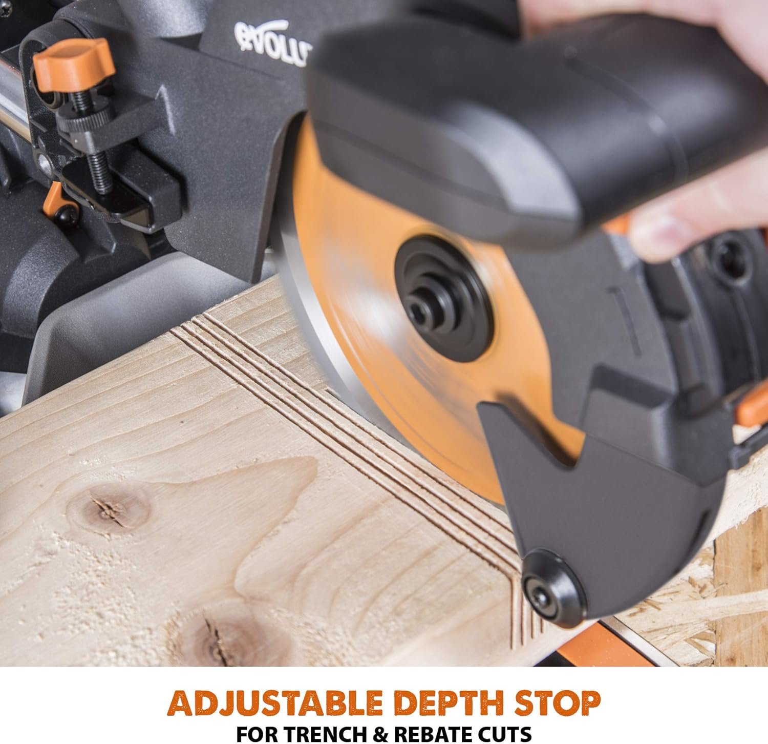 Evolution Power Tools R210SMS+ Sliding Mitre Saw With Multi-Material Cutting, Cuts Wood, Metal, Plastic & More, 45° Bevel, 50° Mitre, 230mm Slide, 1500 W (230 V) - Image 13