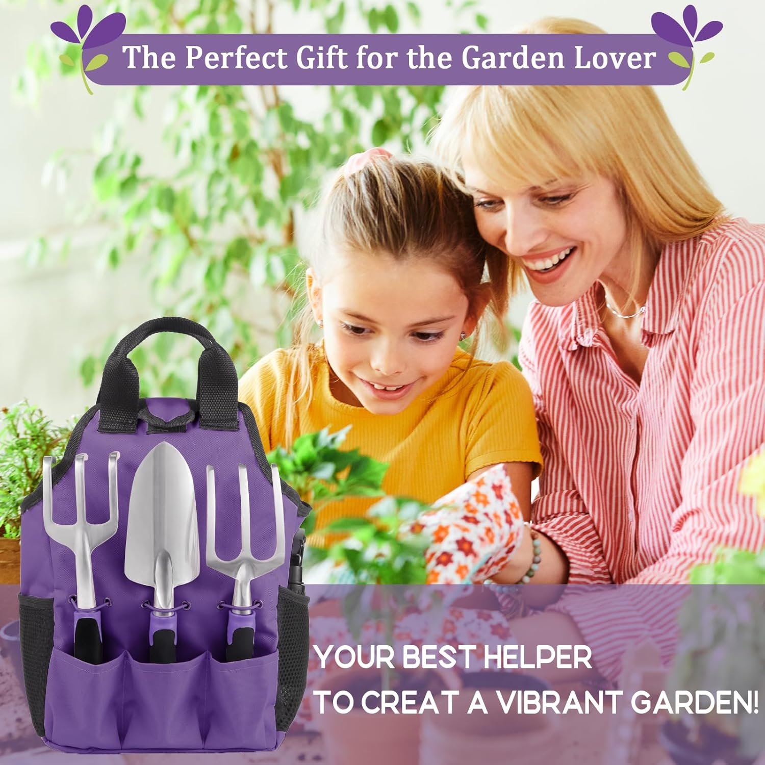 COVACURE 11 PCS Garden Tools, Gardening Gifts for Women & Men Heavy Duty Garden Tool Sets Garden Tools Bag for Women & Men Easy Storage - Image 3