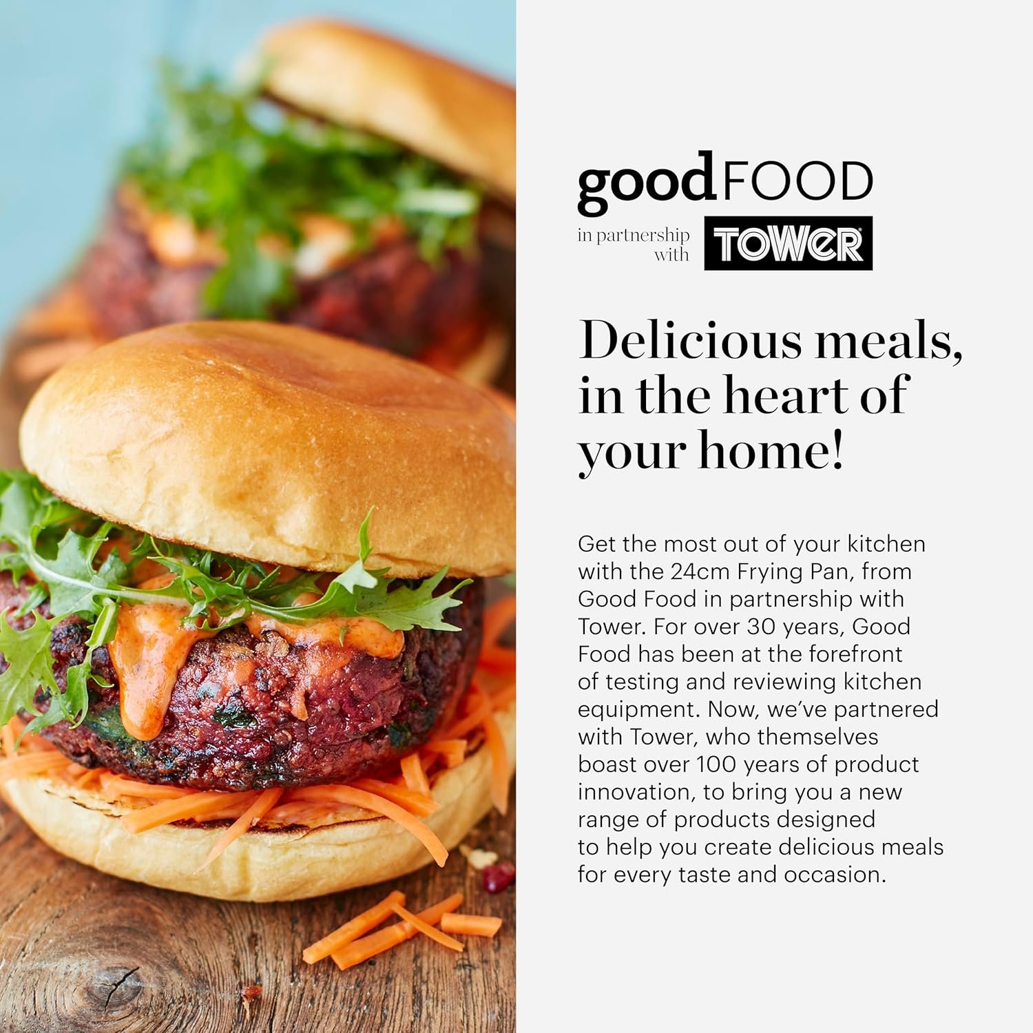 Good Food in Partnership with Tower Hard Anodised 24cm Frying Pan, 10x Stronger Superior Ceramic Non-Stick Coating, Induction Compatible, Grey - Image 8