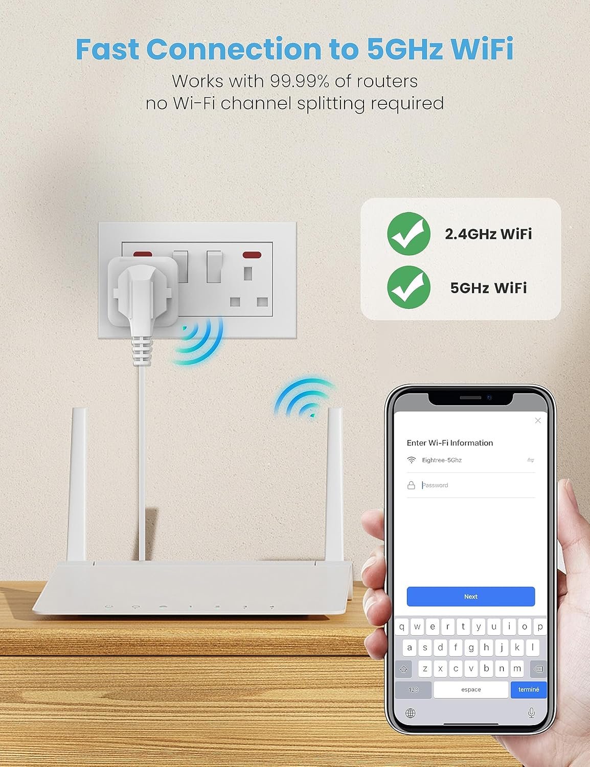EIGHTREE 5GHz Smart Plug with Energy Monitoring, Smart Plugs that Work with Alexa Works with Alexa & Google Assistant & Smart Life APP, Wireless Remote Control Timer Plug Smart Home, 13A, 2990W - Image 2