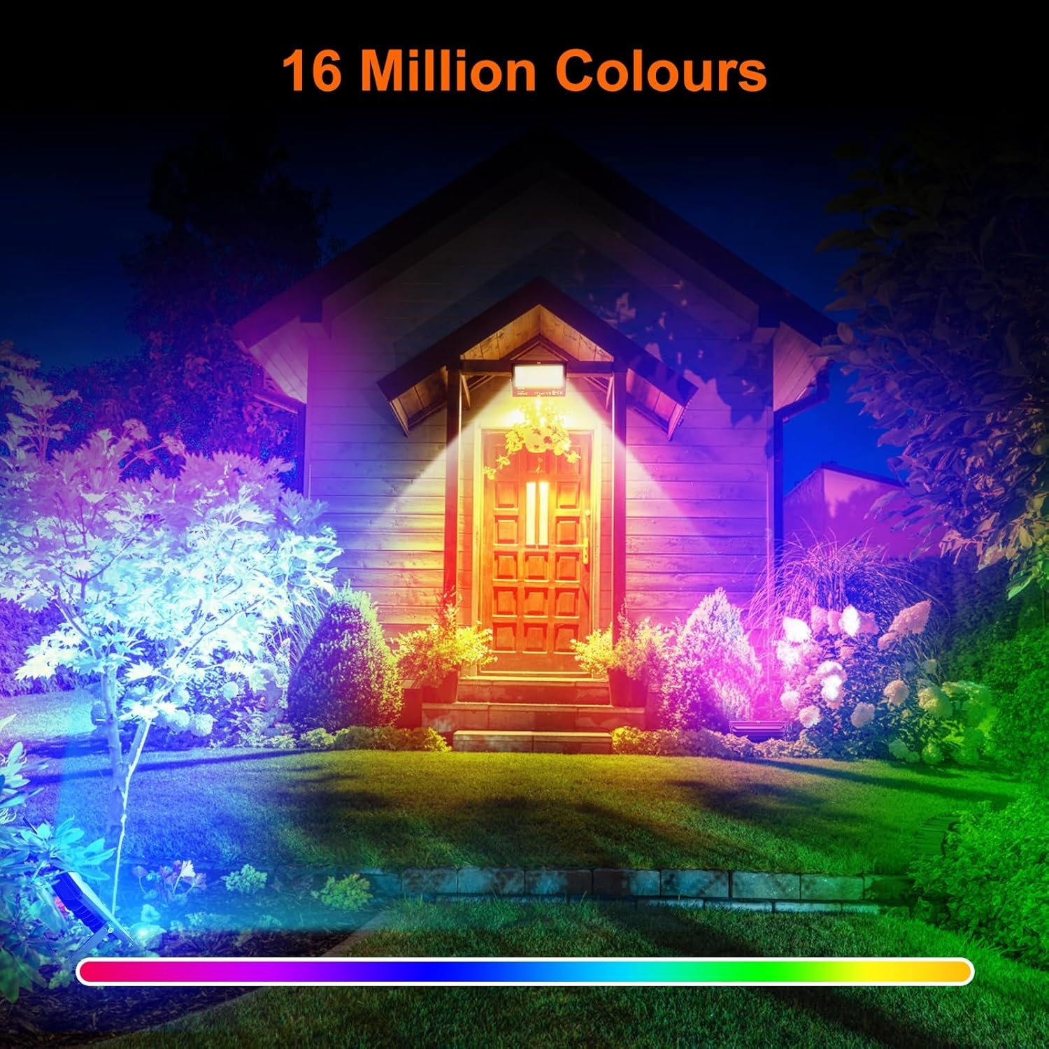 LED Flood Lights RGB Colour Changing 300W Equivalent Outdoor, 30W Bluetooth RGBW Smart Floodlight APP Control, IP66 Waterproof, Timing, 2700K & 16 Million Colours for Garden Stage, DUSKTEC - Image 2