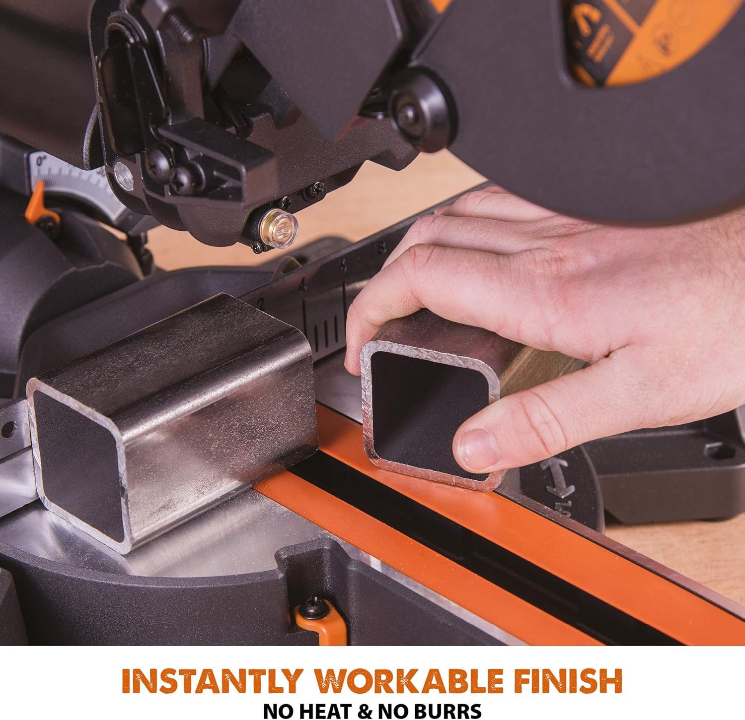 Evolution Power Tools R210SMS+ Sliding Mitre Saw With Multi-Material Cutting, Cuts Wood, Metal, Plastic & More, 45° Bevel, 50° Mitre, 230mm Slide, 1500 W (230 V) - Image 12
