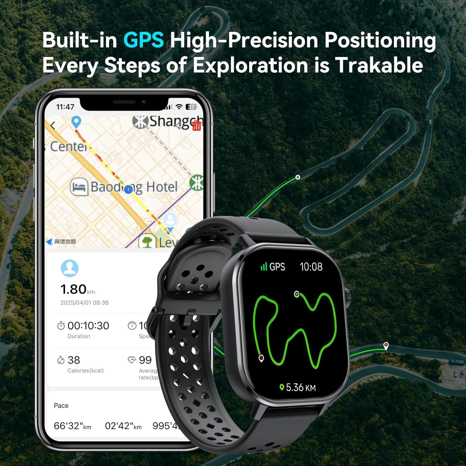 GPS Smart Watch, 2.06'' AMOLED Screen Smartwatch for Men Women (Answer/Make Calls), 178+ Sports Modes Activity Tracke with Heart Rate/Sleep/SpO2 Monitor, 5 ATM Waterproof Fitness Watch for Android iOS - Image 2