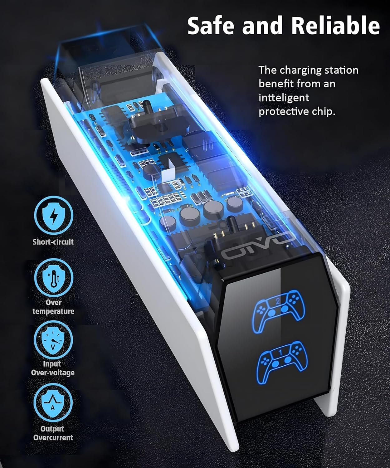 OIVO PS5 Charging Station - 2H Fast Controller Charger for PlayStation 5 DualSense, Upgrade Charging Dock With 2 Types of Cable for Dual Controllers - Image 6