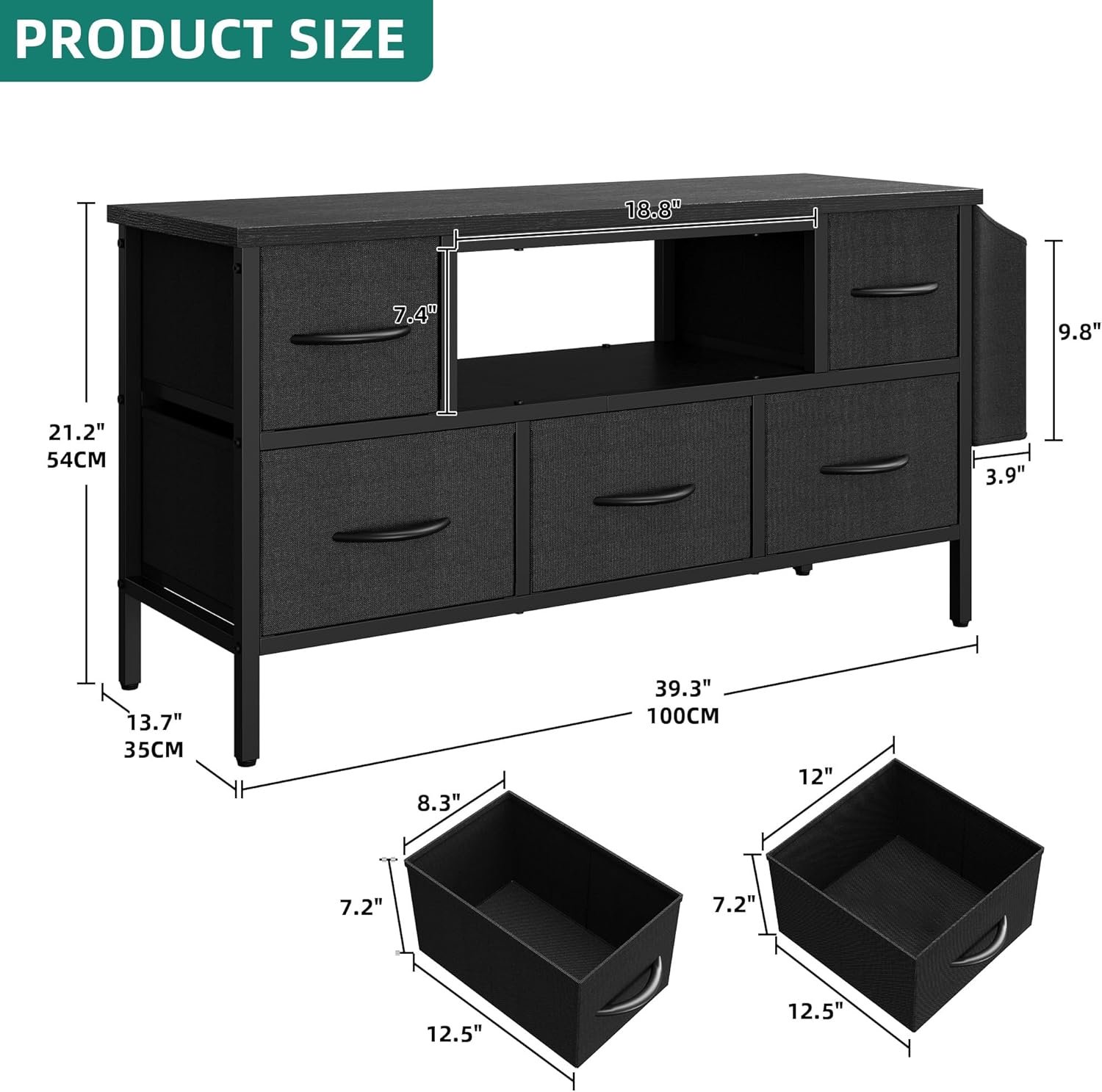 YITAHOME TV Cabinet, TV Stand Cabinet Unit for Living Room with 5 Foldable Drawers and Shelves TV Stand Unit with RGB LED Lighted TV Gaming Entertainment Center with Cabinet for PS5 - Image 2