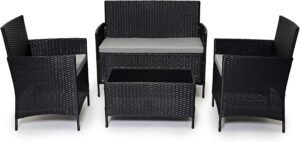 EVRE Black Rattan Garden Furniture ...