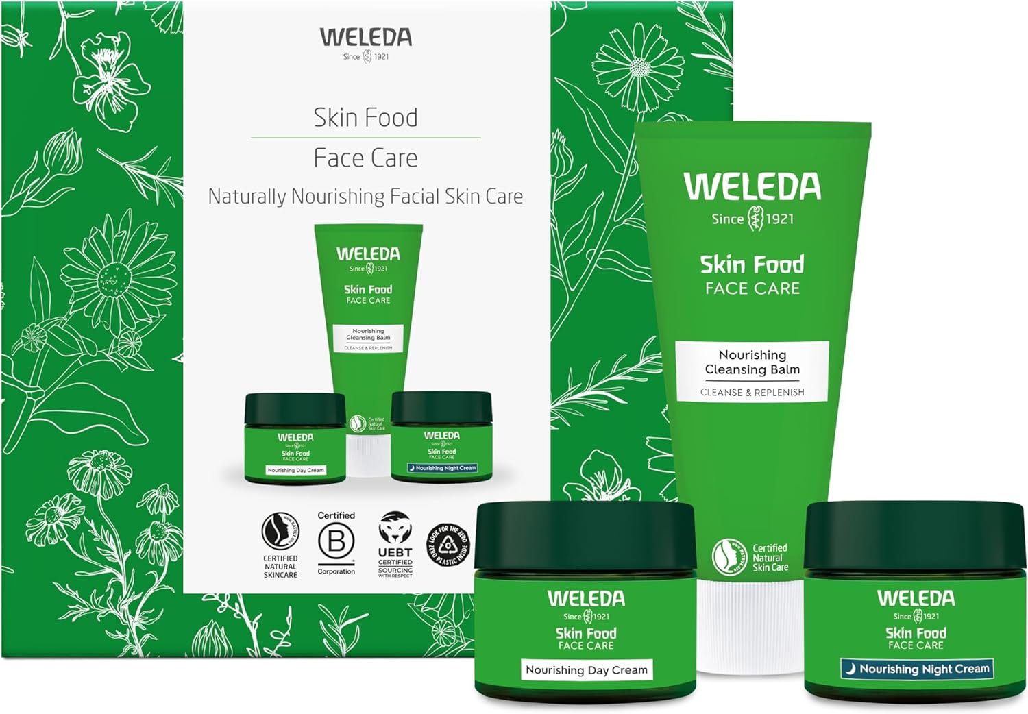 Weleda Skin Food Face Care Gift Set, 3in1 Skin Care Set - Skin Food Cleansing Balm, Day Cream & Night Cream, for Women & Men, 100% Certified Natural, Organic - Image 2