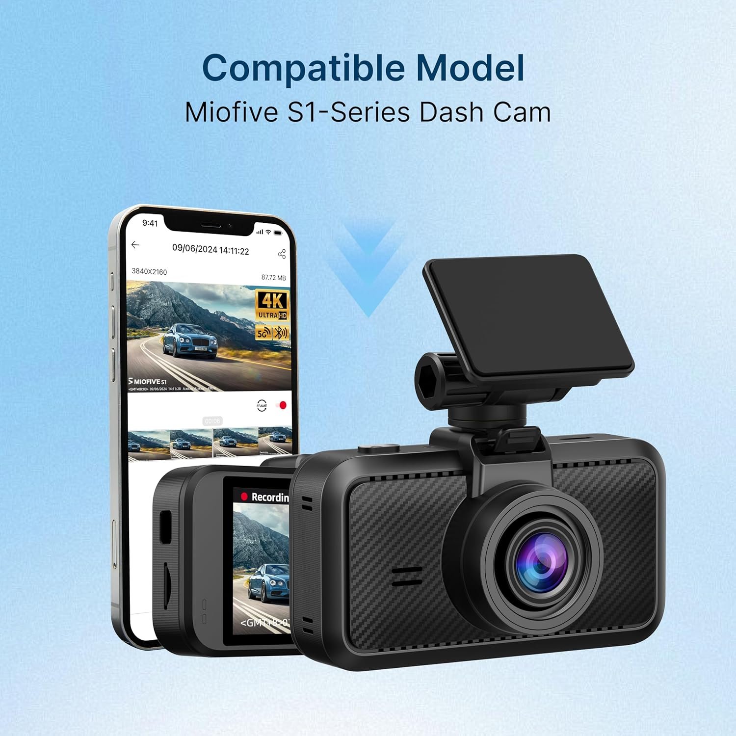 Miofive In-Car Rear Camera for Miofive S1/S1 Pro/S1 Ultra Series Dash Cam, 4K/2160P Backup Camera with Cable and 360° Rotation - Image 4