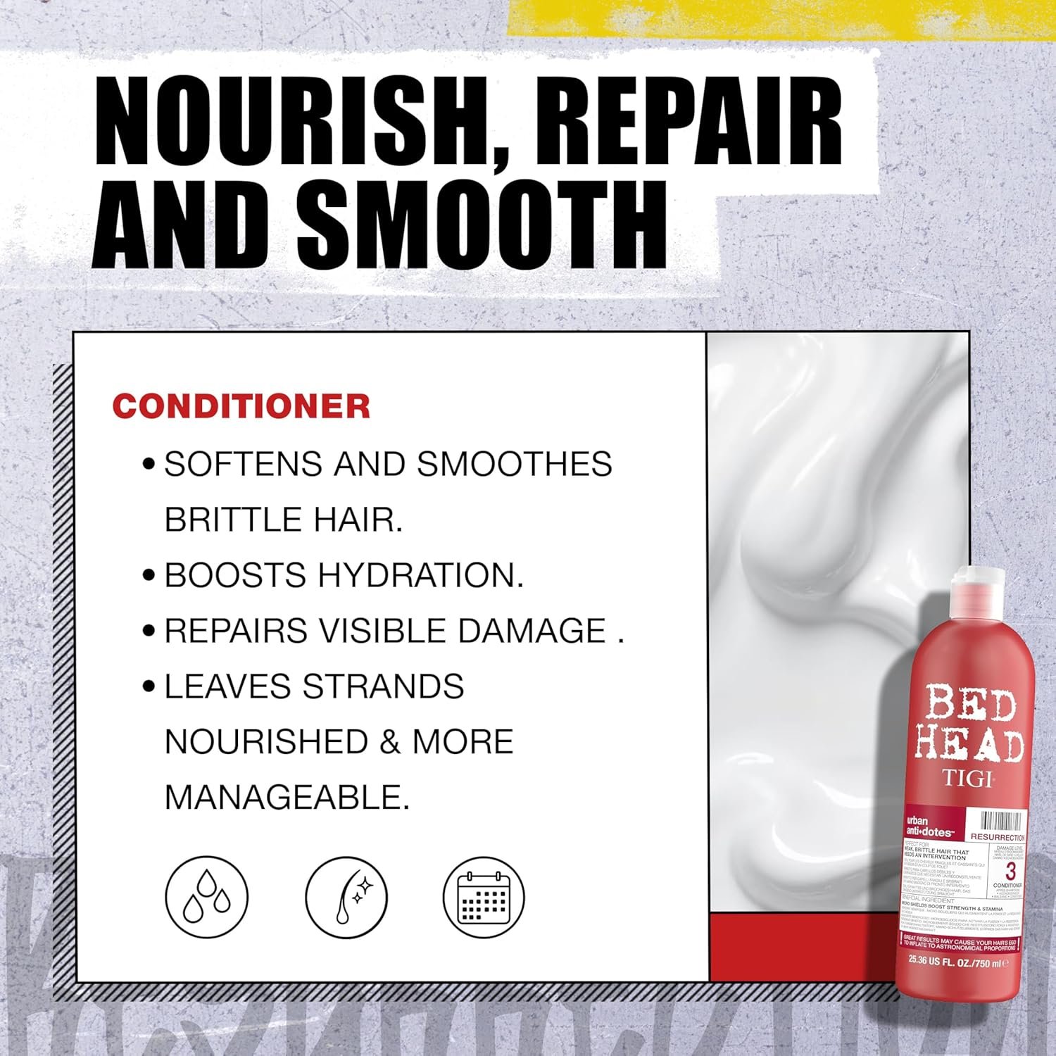Bed Head by TIGI Resurrection Shampoo & Conditioner Set - Deep Moisture Repair for Dry, Damaged Hair, Moisturising Salon Formula for Bond Care Treatment, with Colour Protect for Strength & Shine - Image 5
