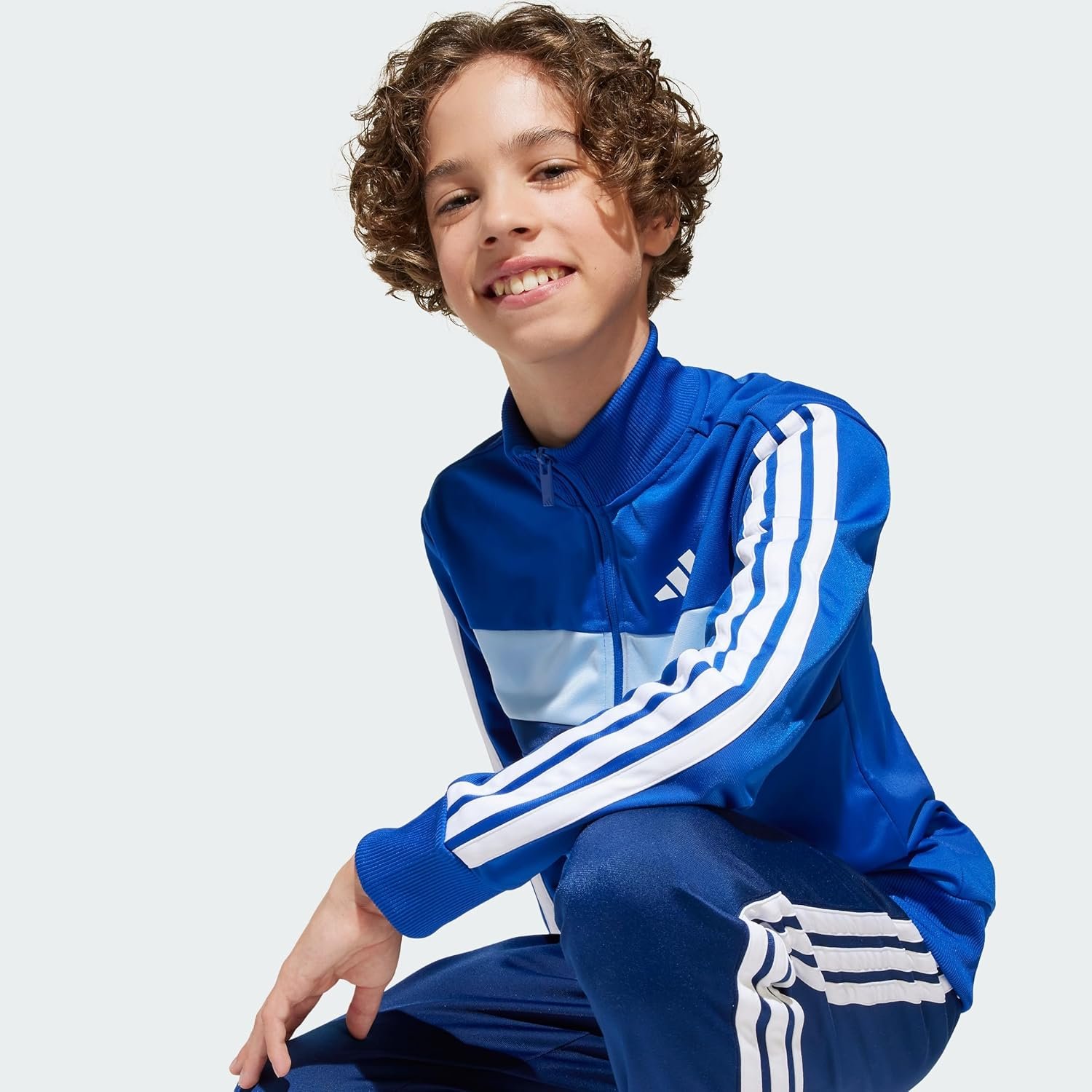 adidas Unisex Kids SEASONAL ESSENTIALS TIBERIO 3 STRIPES TRICOT TRACKSUIT - Image 2