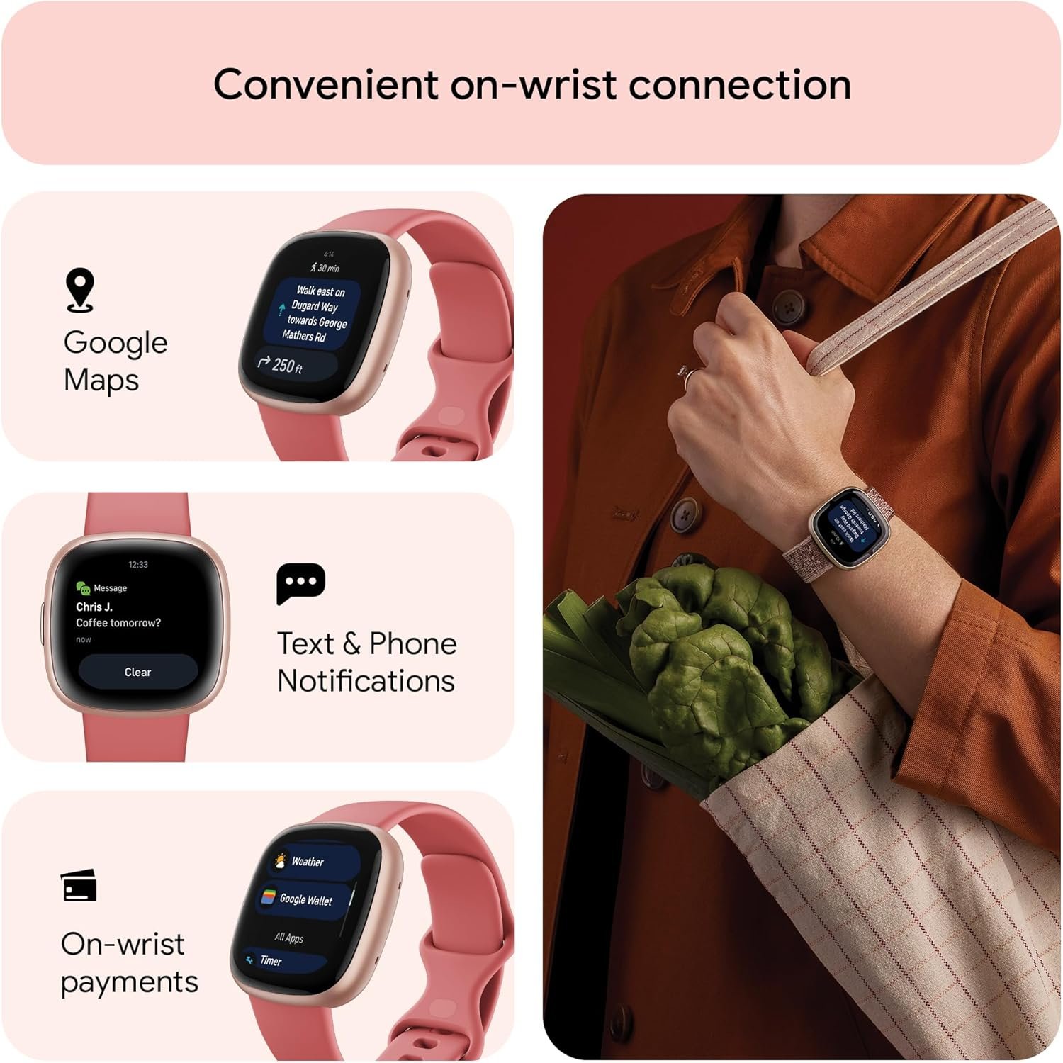 Google Fitbit Versa 4 Fitness Smartwatch with built-in GPS and up to 6 days battery life - compatible with iOS 15 or higher & Android OS 9.0 or higher - Image 4