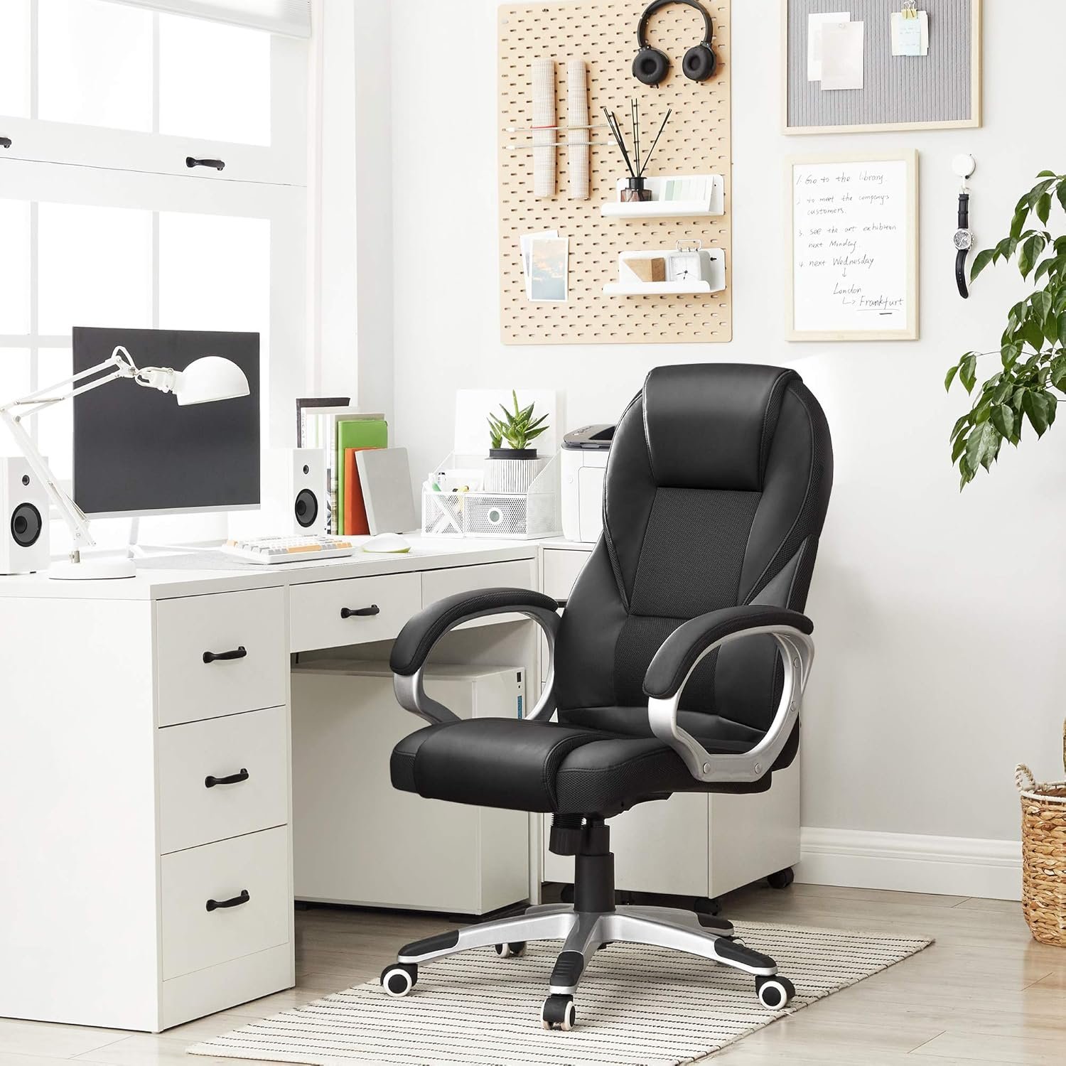 SONGMICS Executive Office Chair with High Back, Durable and Stable, Height Adjustable, Ergonomic, Black, OBG22BUK, 73 x 70 x (112-122) cm, 777OBG22BUK - Image 2