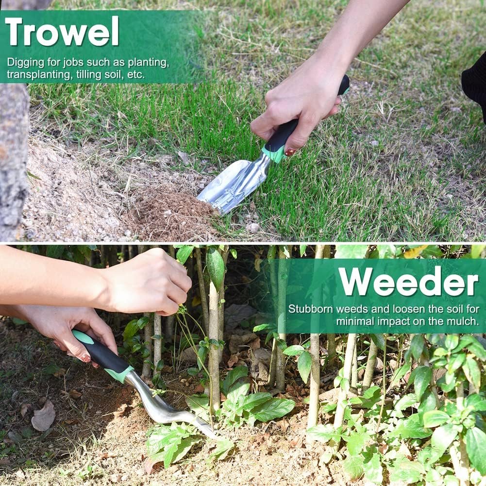 Gardening Tools Set Garden Hand Tool Gift Kit Gardening Gifts for Women & Men 10 Piece Stainless Steel Heavy Duty Garden Tool Sets Garden Tools Bag for Women & Men Easy Storage - Image 3
