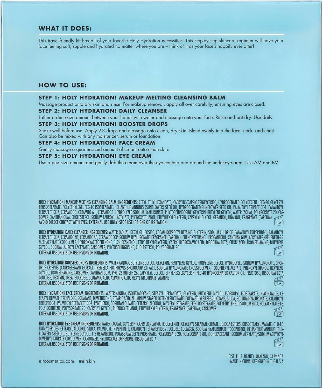 e.l.f. SKIN Hydrated Ever After Skincare Mini Kit, Cleanser, Makeup Remover, Moisturiser & Eye Cream For Hydrating Skin, Airplane-Friendly Sizes - Image 4