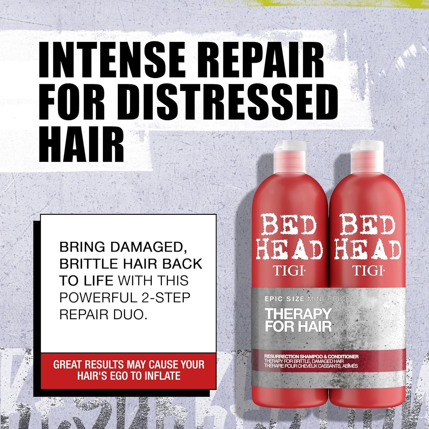 Bed Head by TIGI Resurrection Shampoo & Conditioner Set - Deep Moisture Repair for Dry, Damaged Hair, Moisturising Salon Formula for Bond Care Treatment, with Colour Protect for Strength & Shine - Image 2