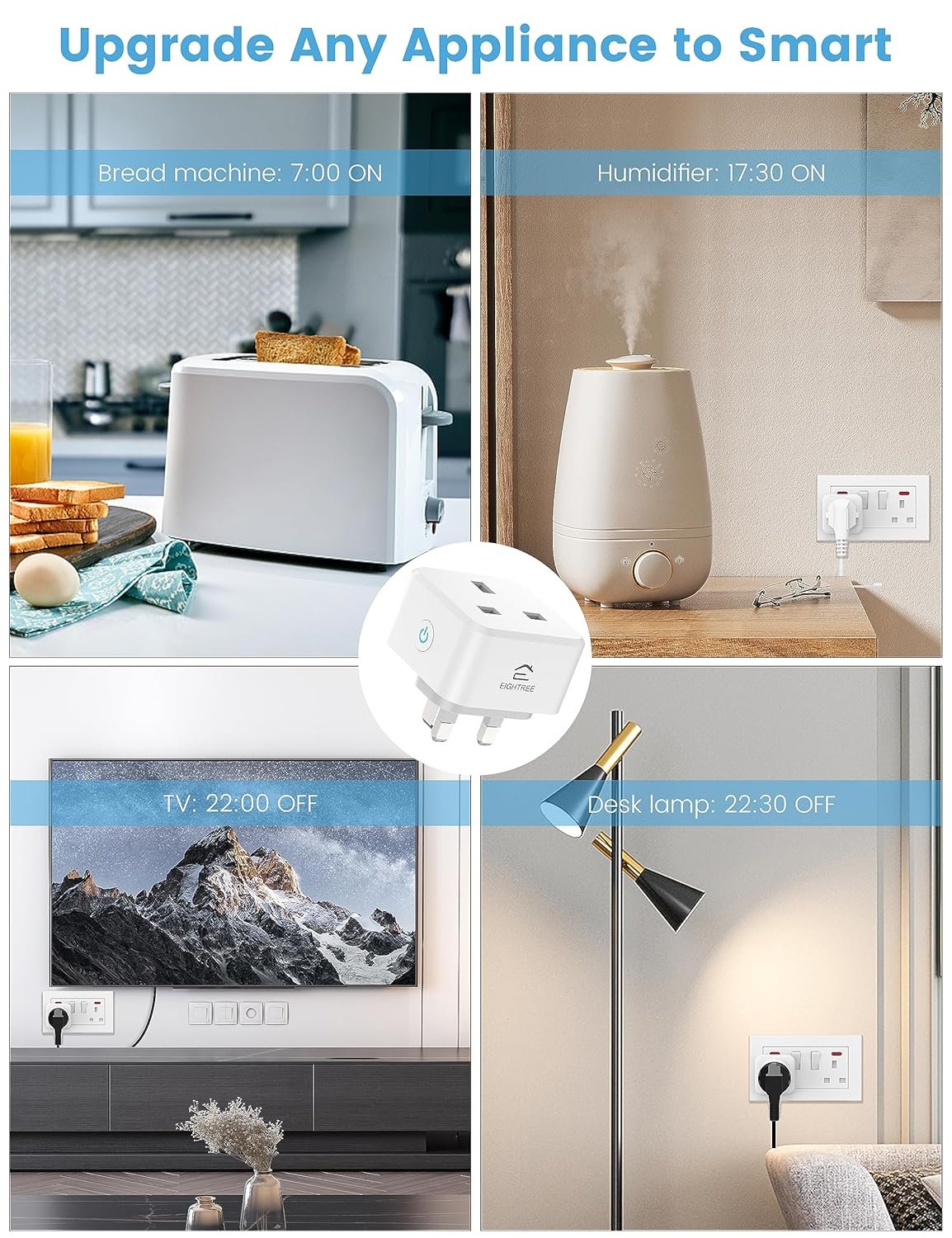 EIGHTREE 5GHz Smart Plug with Energy Monitoring, Smart Plugs that Work with Alexa Works with Alexa & Google Assistant & Smart Life APP, Wireless Remote Control Timer Plug Smart Home, 13A, 2990W - Image 7