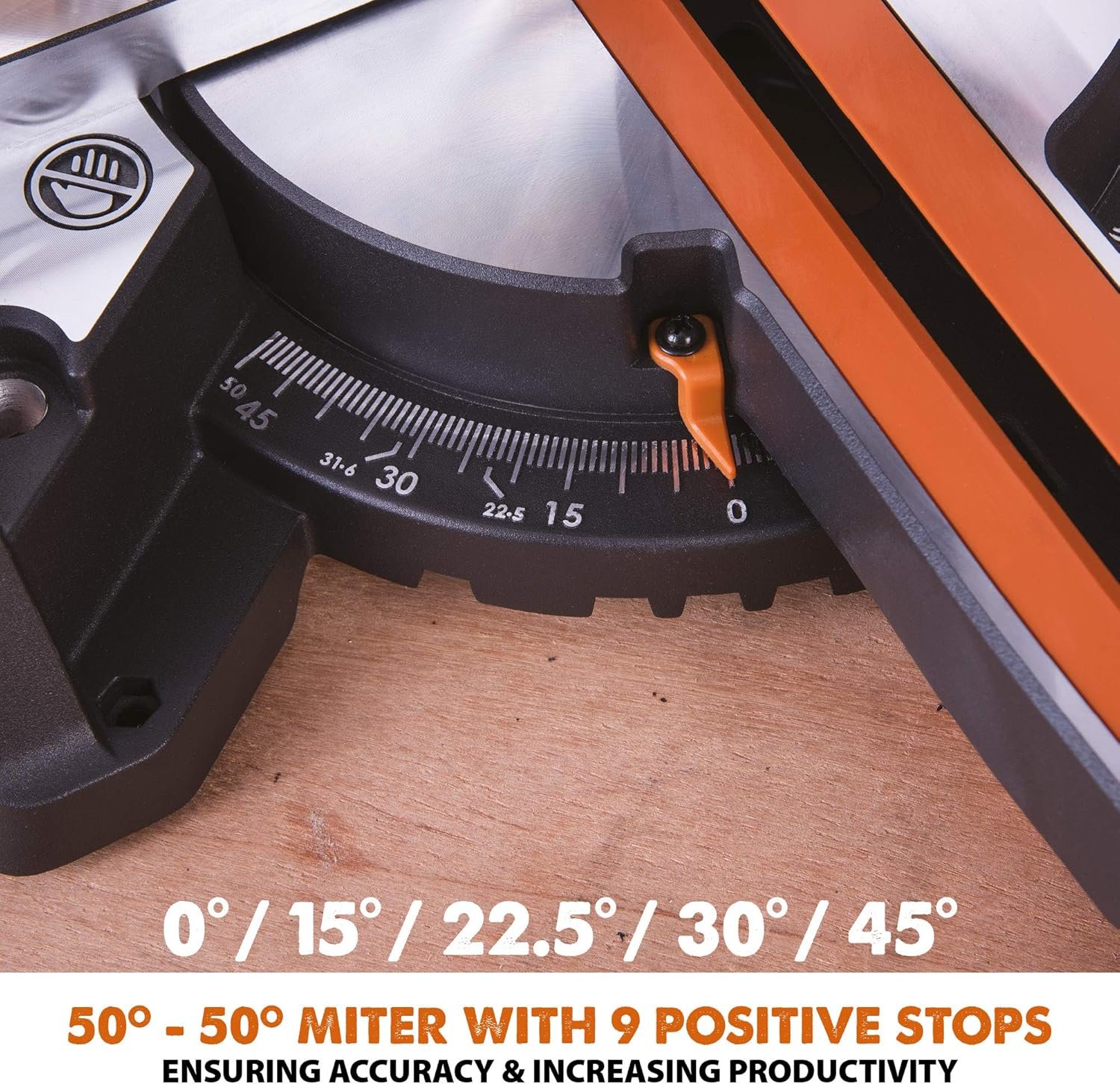 Evolution Power Tools R210SMS+ Sliding Mitre Saw With Multi-Material Cutting, Cuts Wood, Metal, Plastic & More, 45° Bevel, 50° Mitre, 230mm Slide, 1500 W (230 V) - Image 9