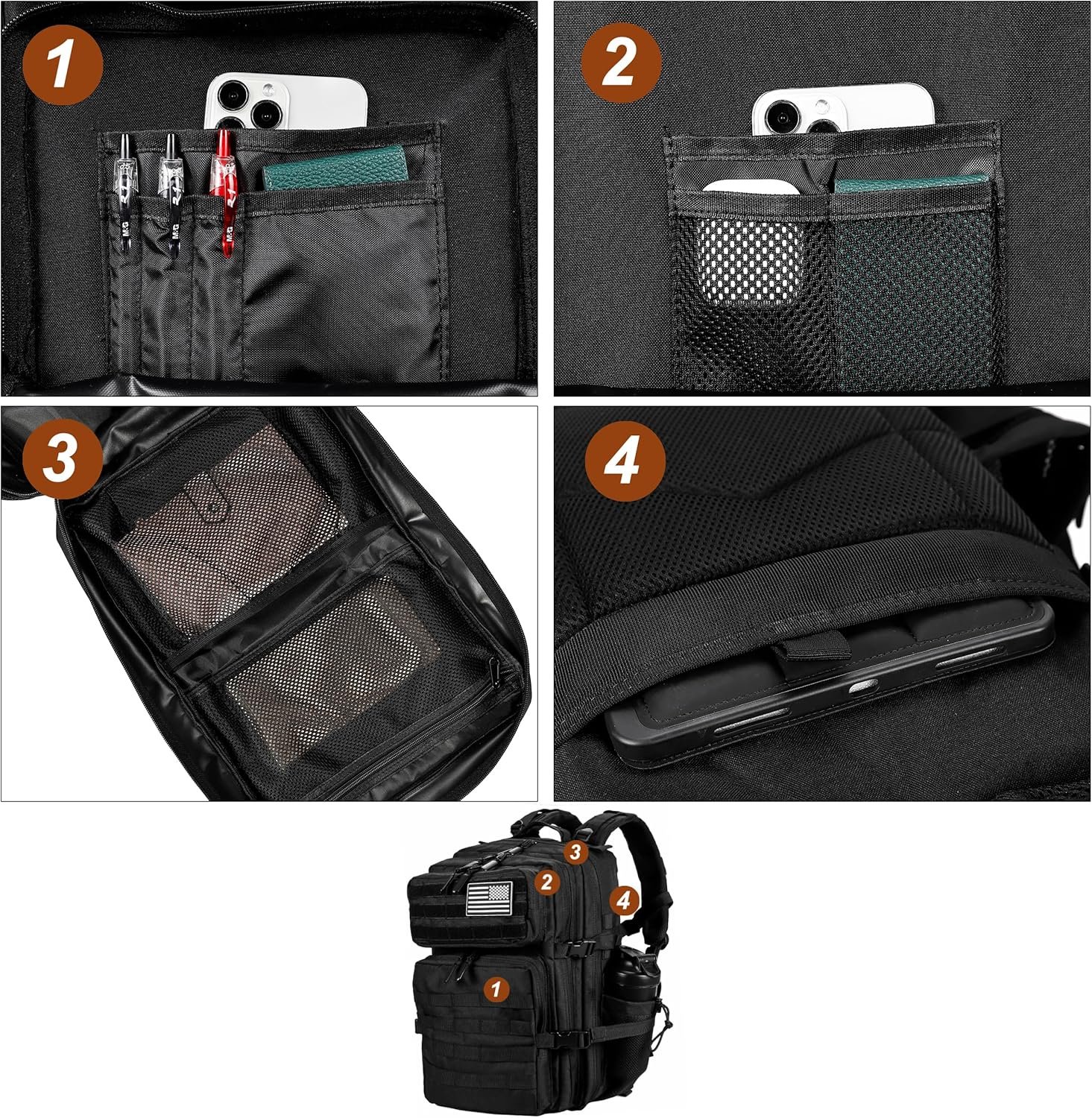 LHI Military Tactical Backpack for Men and Women 45L Large waterproof Rucksack for School, Hiking, Trekking, Hunting - Image 6